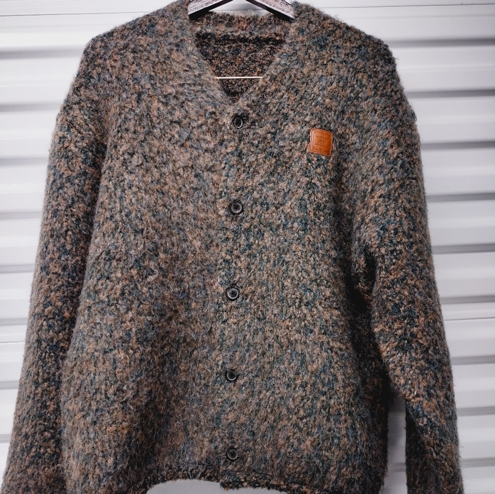 Ader Error logo-patch knit cardigan Green Large New With Tags